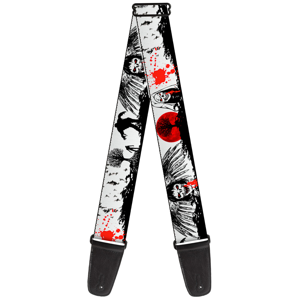 Buckle-Down Guitar Strap, Fright Night White Black Red, 2 Inches Wide
