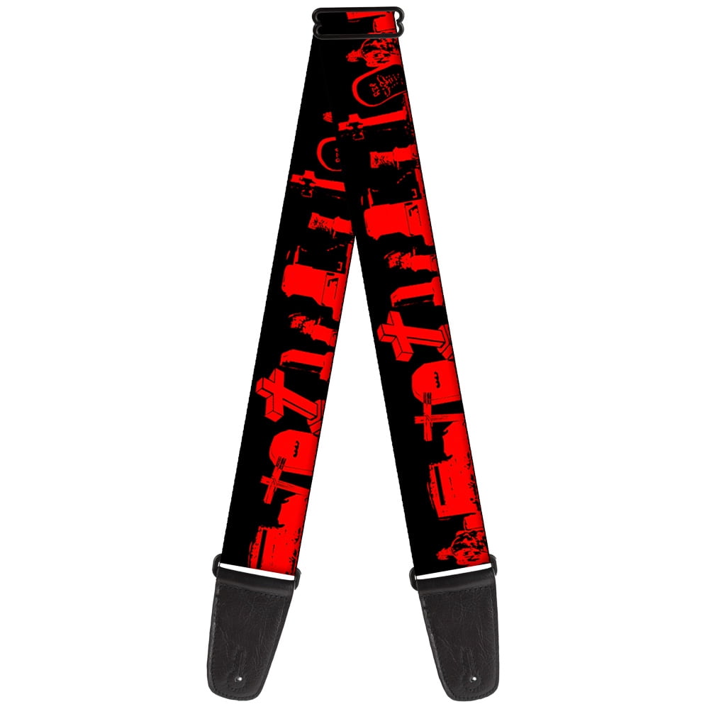 Buckle-Down Guitar Strap, Graveyard Black Red, 2 Inches Wide