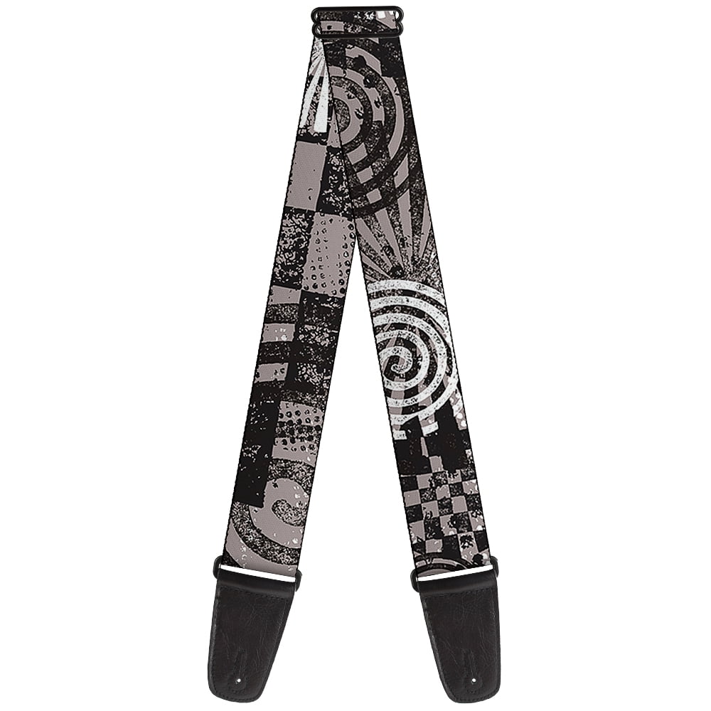 Buckle-Down Guitar Strap, Grunge Chaos Black White, 2 Inches Wide