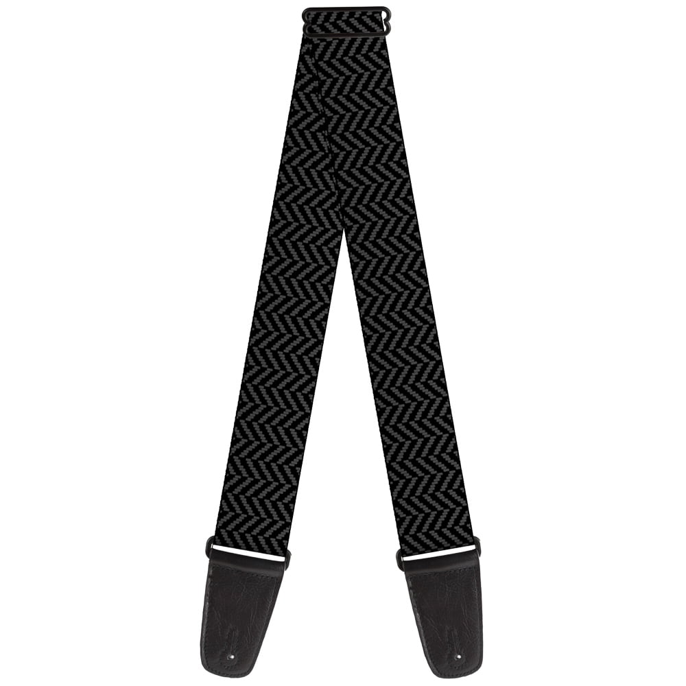 Buckle-Down Guitar Strap, Herringbone Jagged Black Gray, 2 Inches Wide