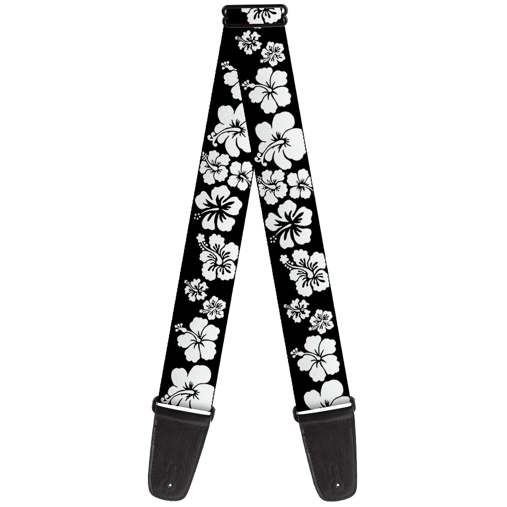 Buckle-Down Guitar Strap, Hibiscus Black White, 2 Inches Wide