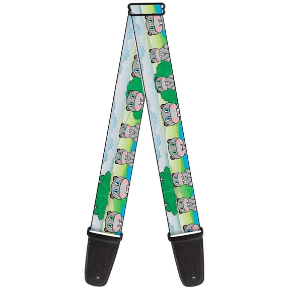 Buckle-Down Guitar Strap, Hippo Cartoon, 2 Inches Wide