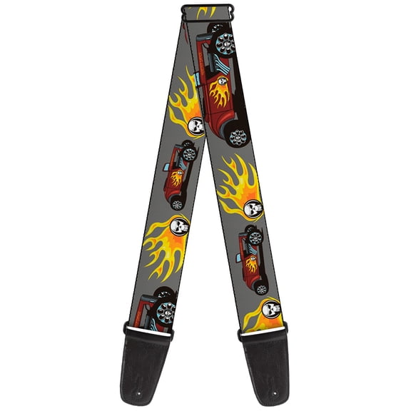 Buckle-Down Guitar Strap, Hot Rod Flame Skull, 2 Inches Wide