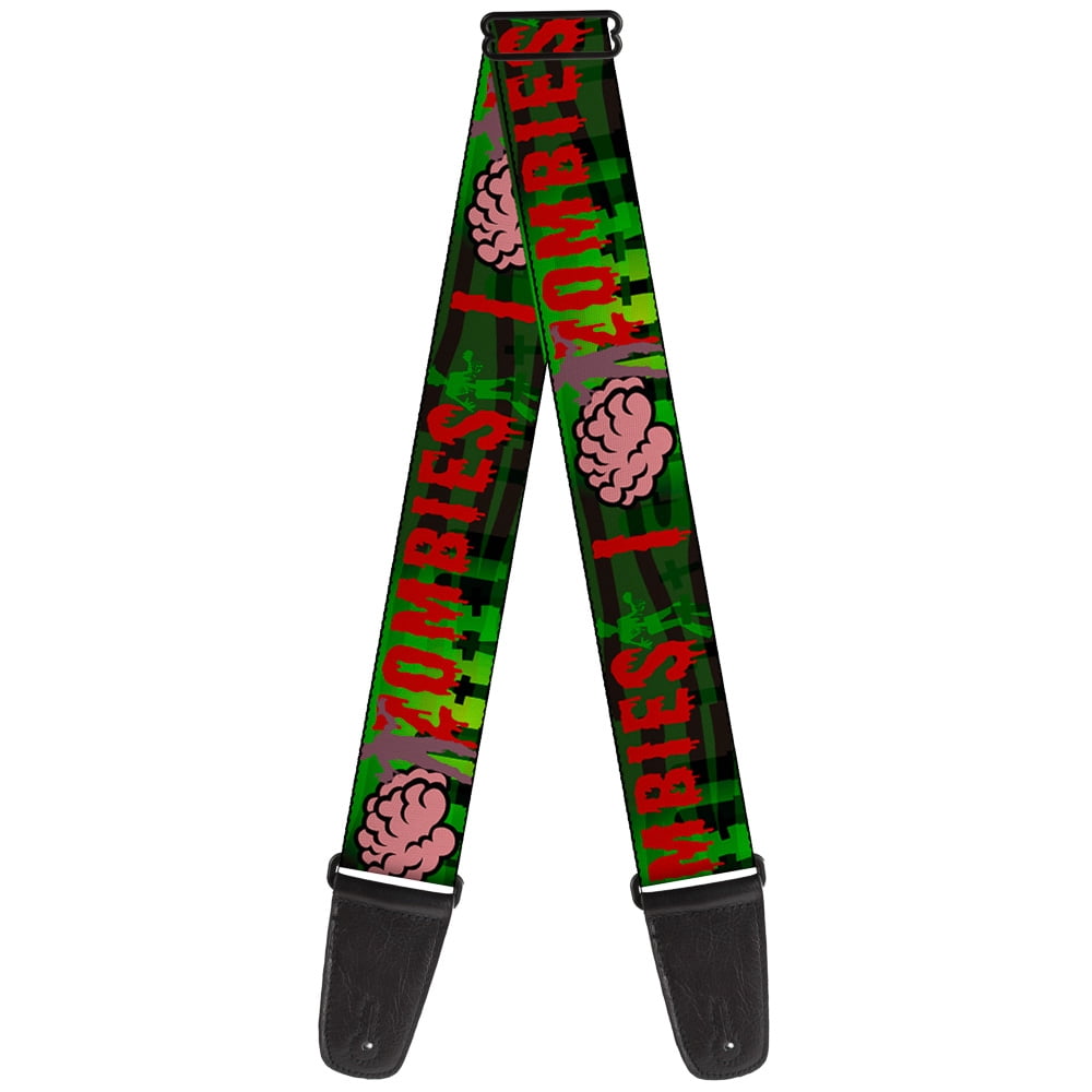 Buckle-Down Guitar Strap, I Brain Zombies Black Green Red, 2 Inches Wide