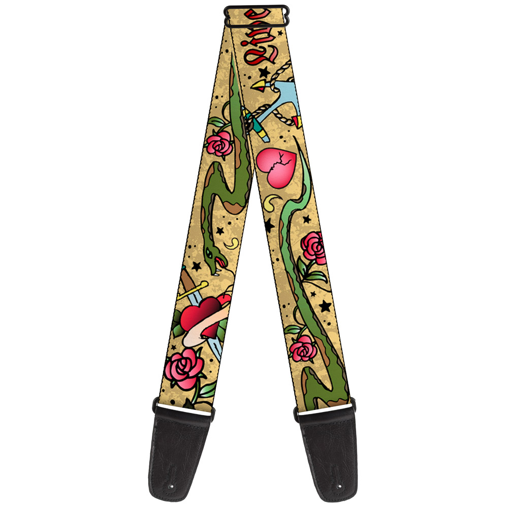 Buckle-Down Guitar Strap, Live Hard Die Young Tan, 2 Inches Wide
