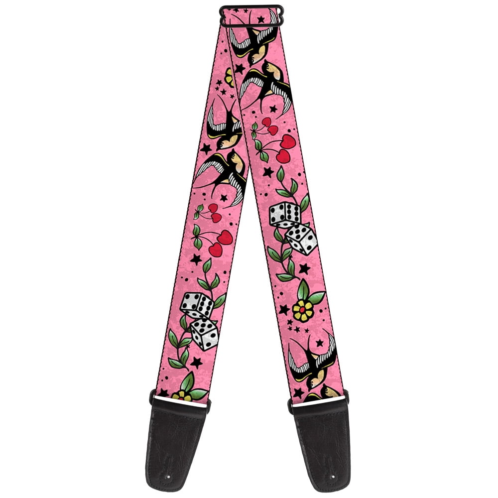 Buckle-Down Guitar Strap, Lucky Close Up Pink, 2 Inches Wide