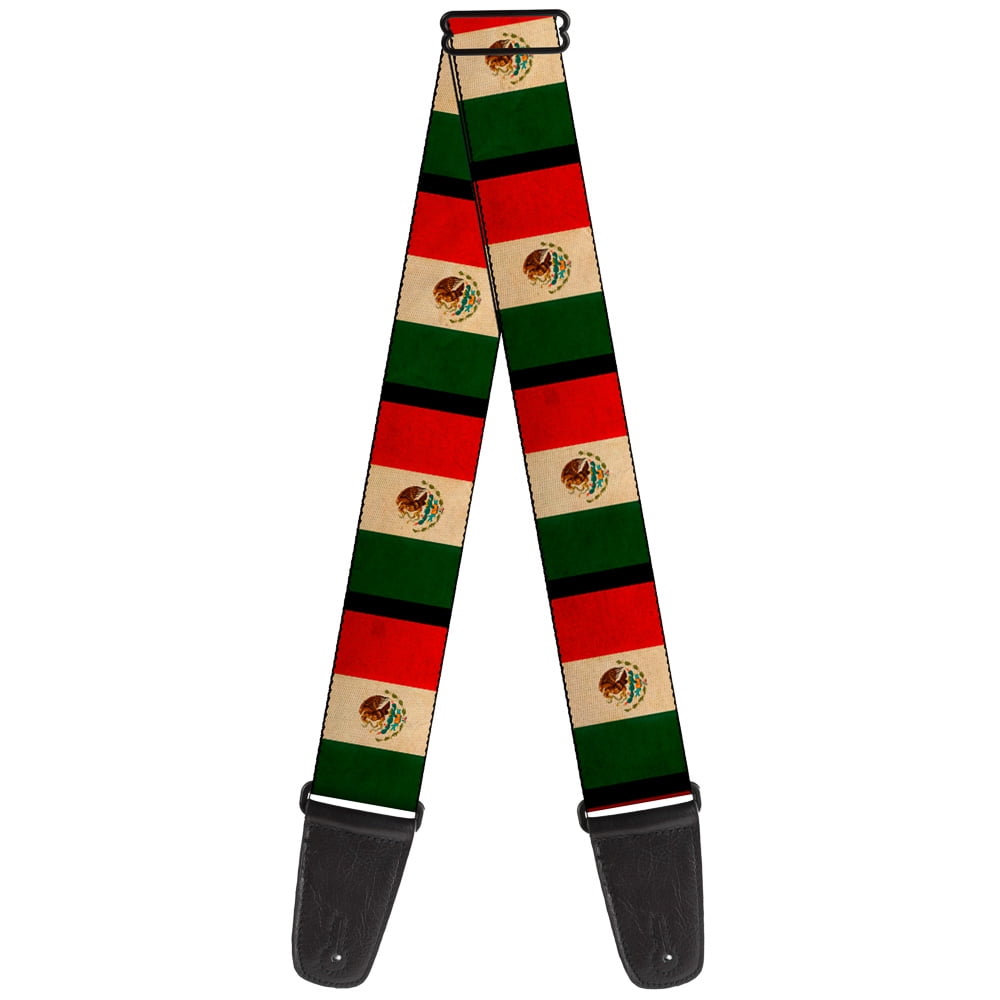 Buckle-Down Guitar Strap, Mexico Flag Distressed, 2 Inches Wide
