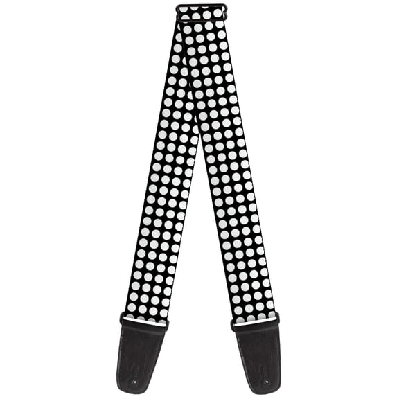 Buckle-Down Guitar Strap, Mini Polka Dots Black White, 2 Inches Wide