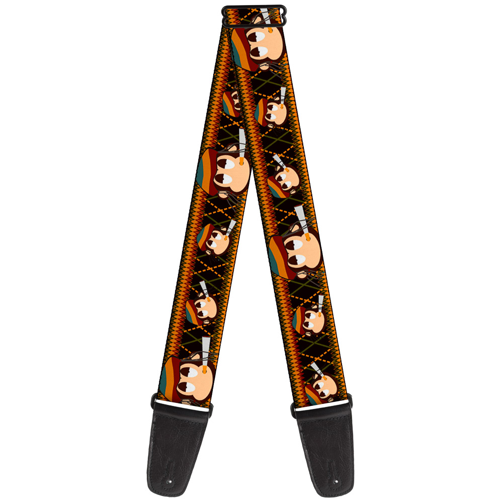 Buckle-Down Guitar Strap, Multi Smoking Monkey Argyle Brown, 2 Inches Wide