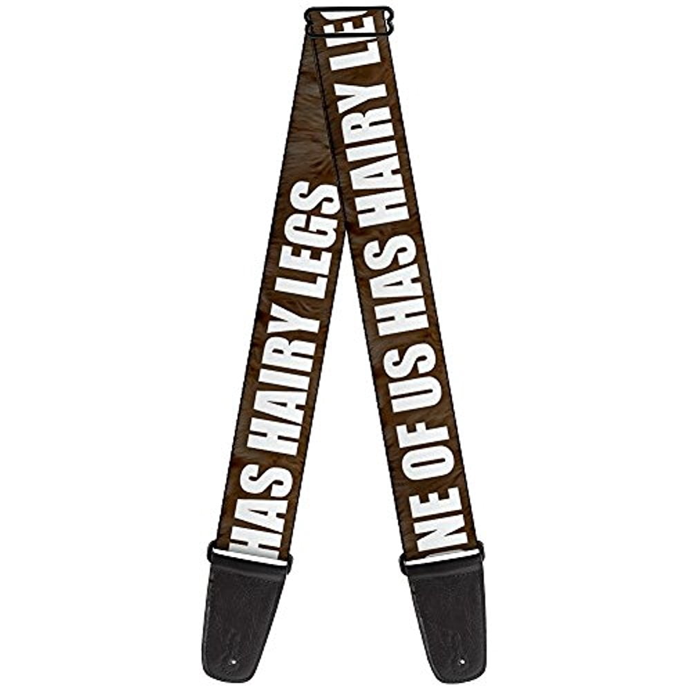 Buckle-Down Guitar Strap - ONE OF US HAS HAIRY LEGS Fur Tan White - 2" Wide - 29-54" Length