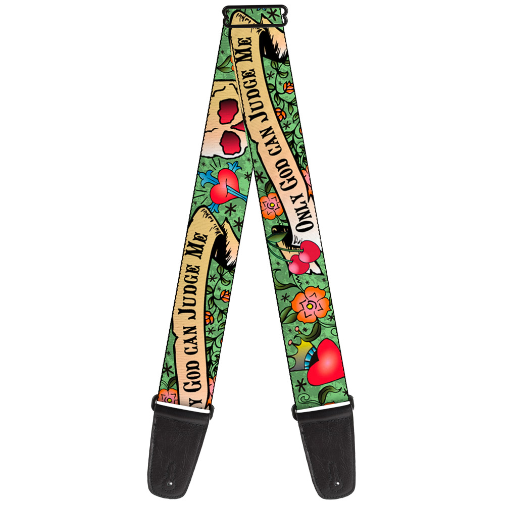 Buckle-Down Guitar Strap, Only God Can Judge Me Green, 2 Inches Wide