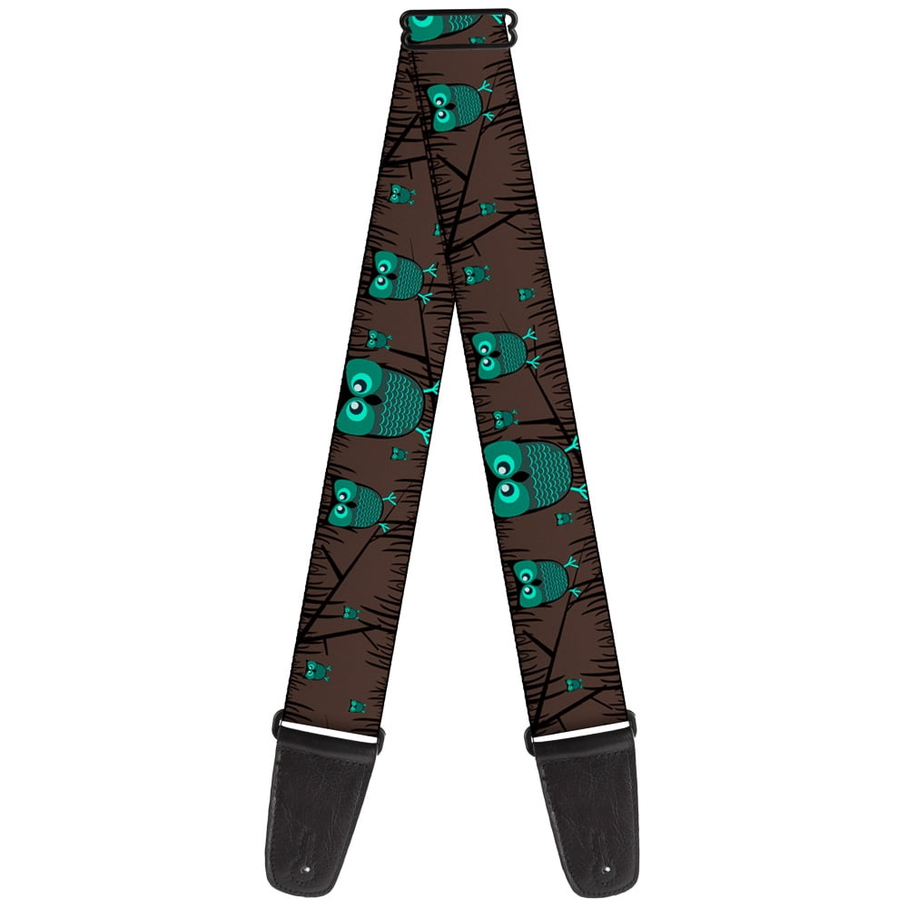 Buckle-Down Guitar Strap, Owls In Trees Turquoise, 2 Inches Wide