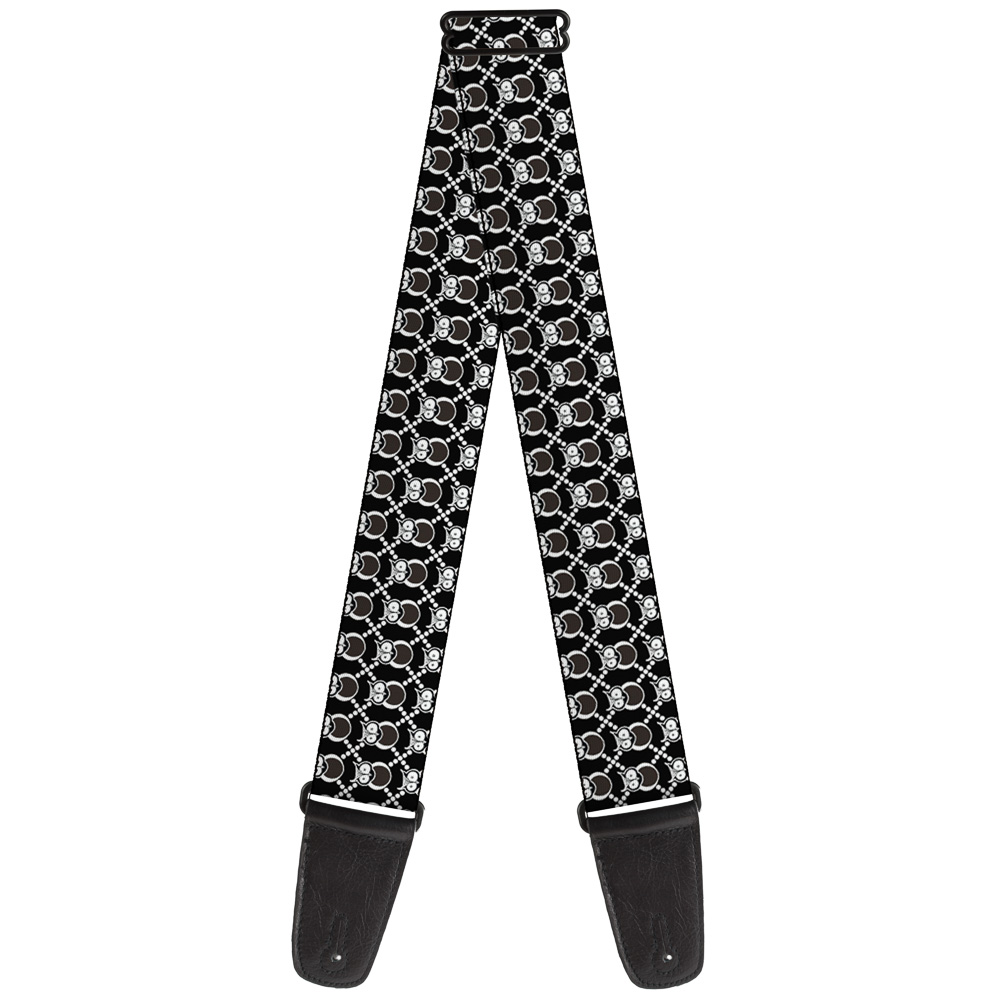 Buckle-Down Guitar Strap, Owls Monogram Black White, 2 Inches Wide
