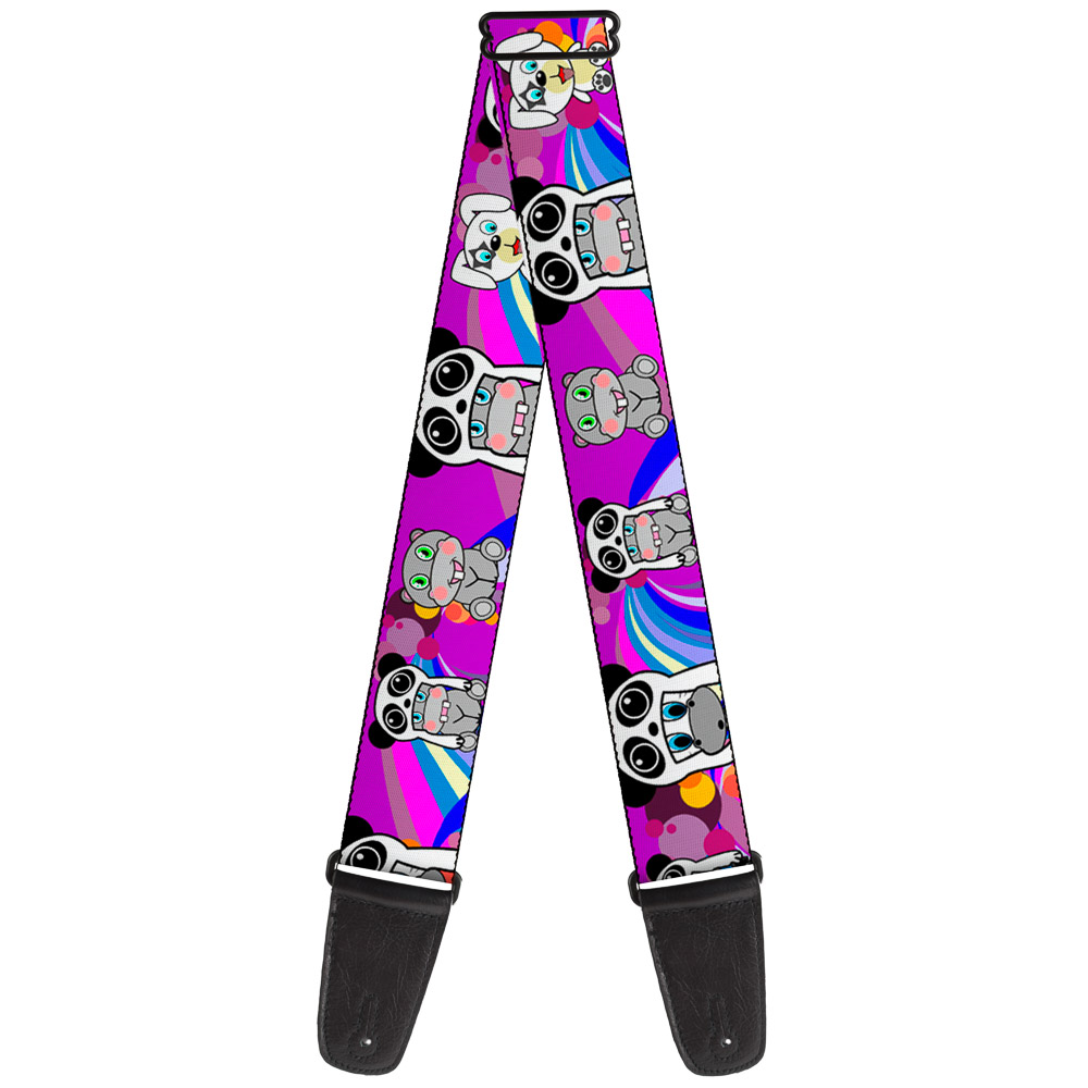 Buckle-Down Guitar Strap, Panda Hat Animals Bright Color Burst, 2 Inches Wide