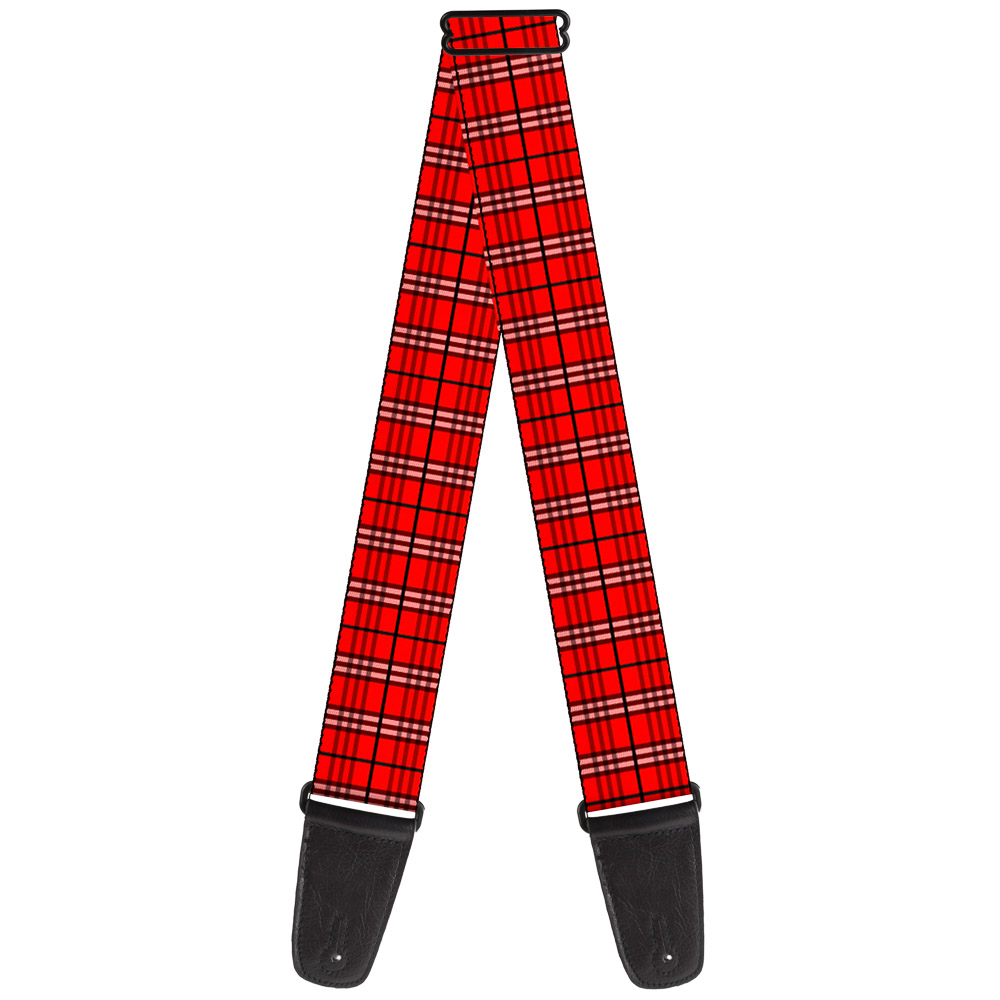 Buckle-Down Guitar Strap, Plaid Red, 2 Inches Wide