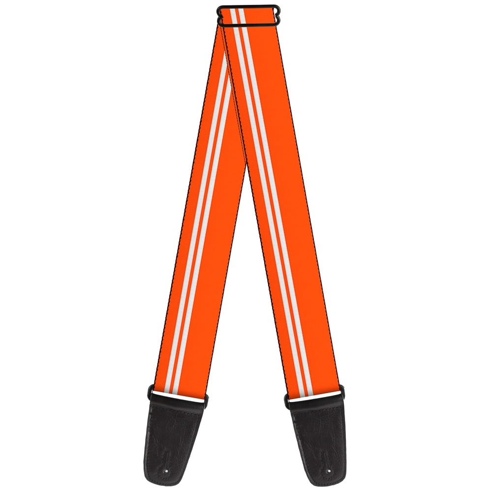 Buckle-Down Guitar Strap, Racing Stripe Orange White, 2 Inches Wide
