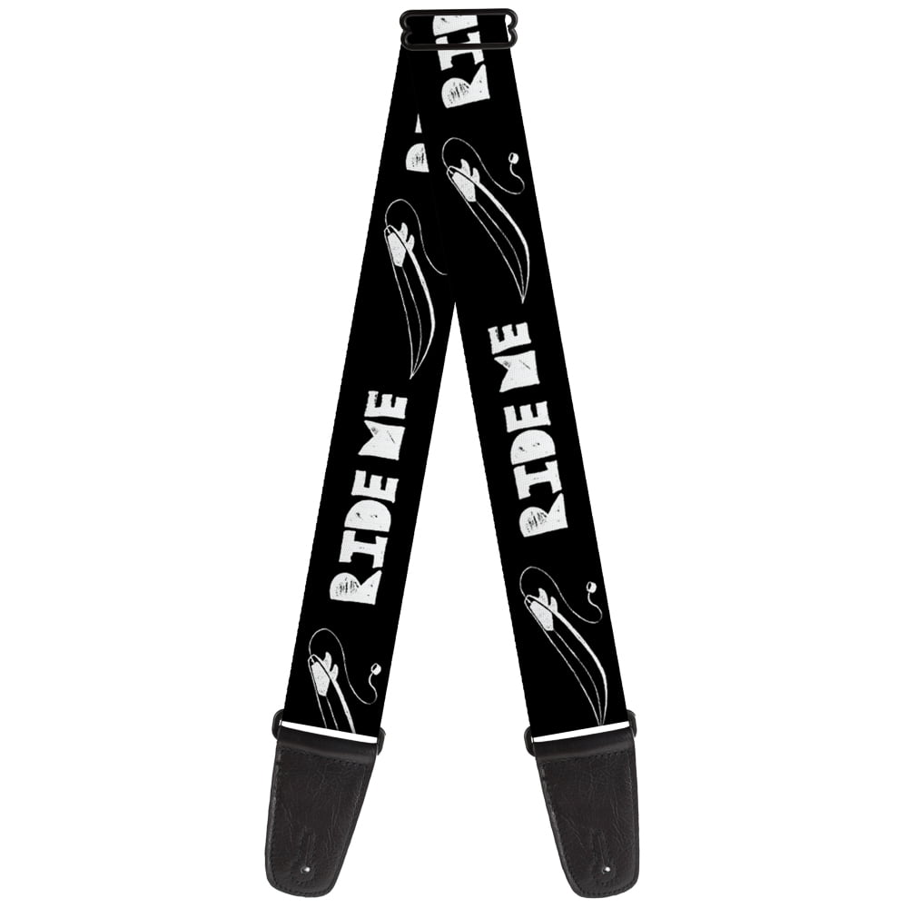 Buckle-Down Guitar Strap, Ride Me Surfboard Black White, 2 Inches Wide