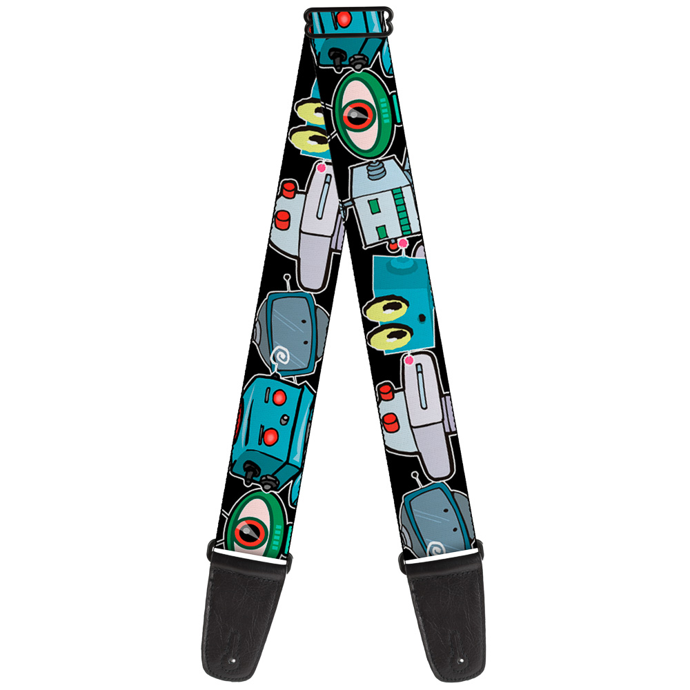 Buckle-Down Guitar Strap, Robots Close Up Black, 2 Inches Wide