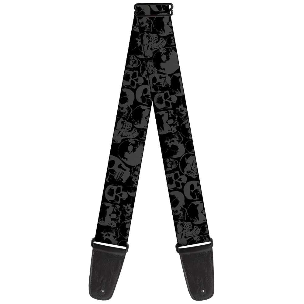 Buckle-Down Guitar Strap, Skull Pile Black Gray, 2 Inches Wide