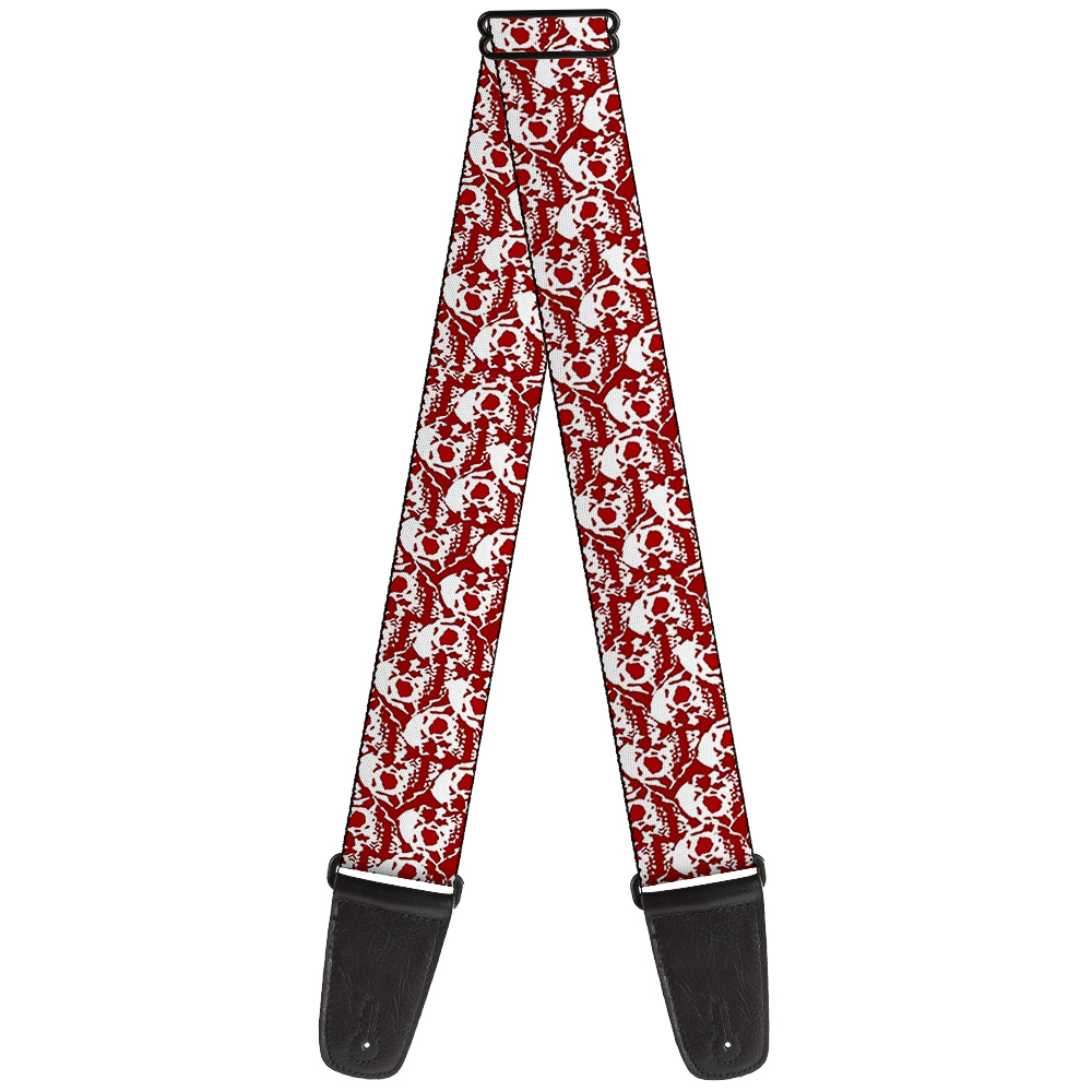 Buckle-Down Guitar Strap, Skull Yard Red White, 2 Inches Wide