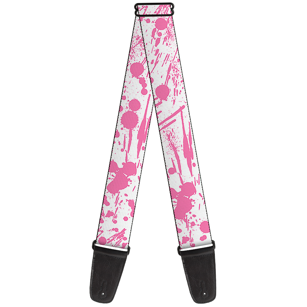 Buckle-Down Guitar Strap, Splatter White Pink, 2 Inches Wide