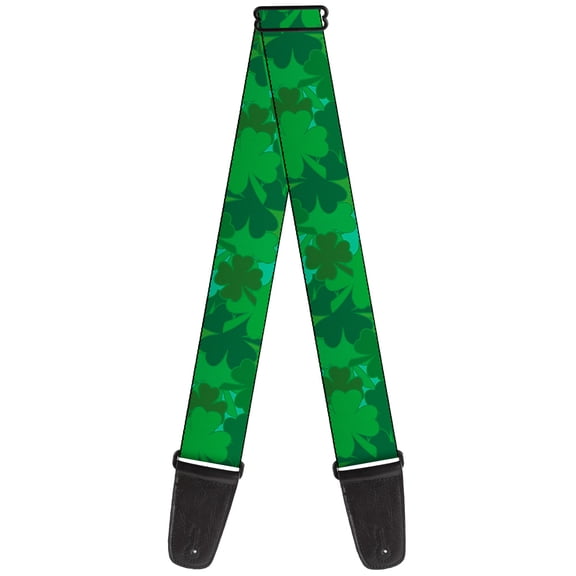 Buckle-Down Guitar Strap, St Pats Stacked Shamrocks Greens, 2 Inches Wide