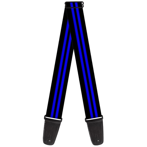 Buckle-Down Guitar Strap, Stripe Black Blue, 2 Inches Wide