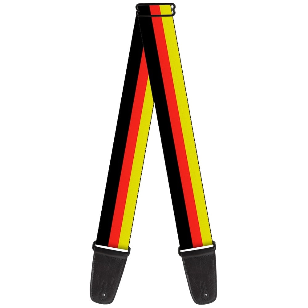 Buckle-Down Guitar Strap, Stripes Black Red Yellow, 2 Inches Wide