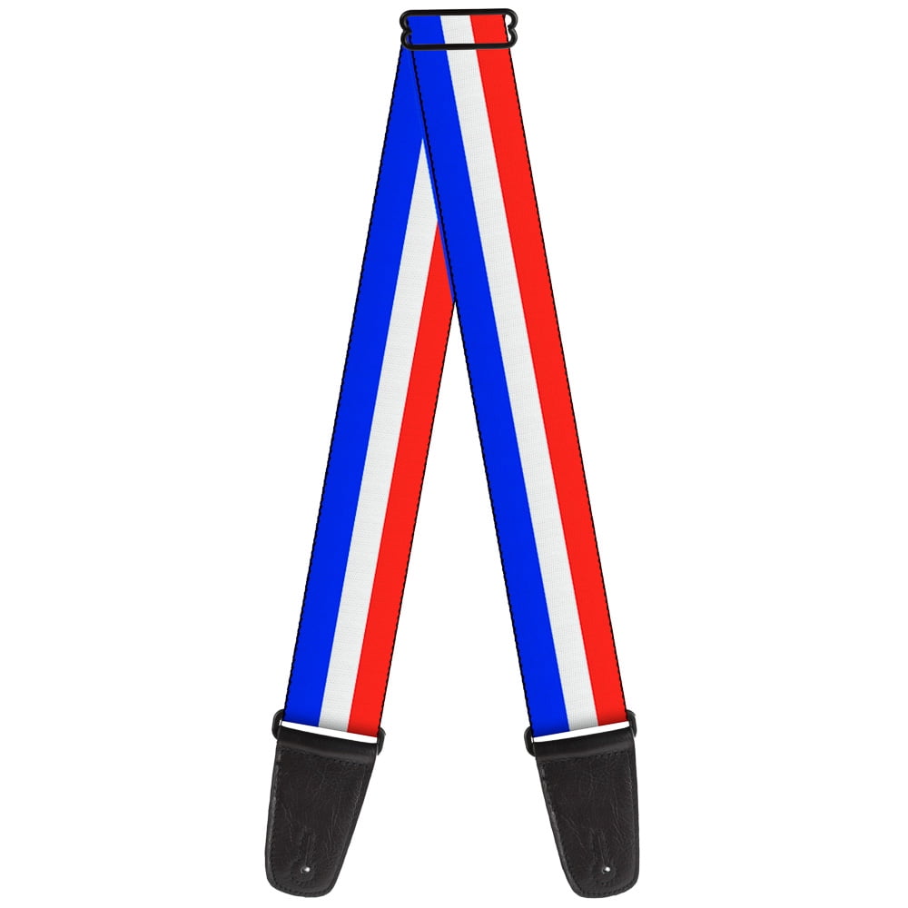 Buckle-Down Guitar Strap, Stripes Blue White Red, 2 Inches Wide
