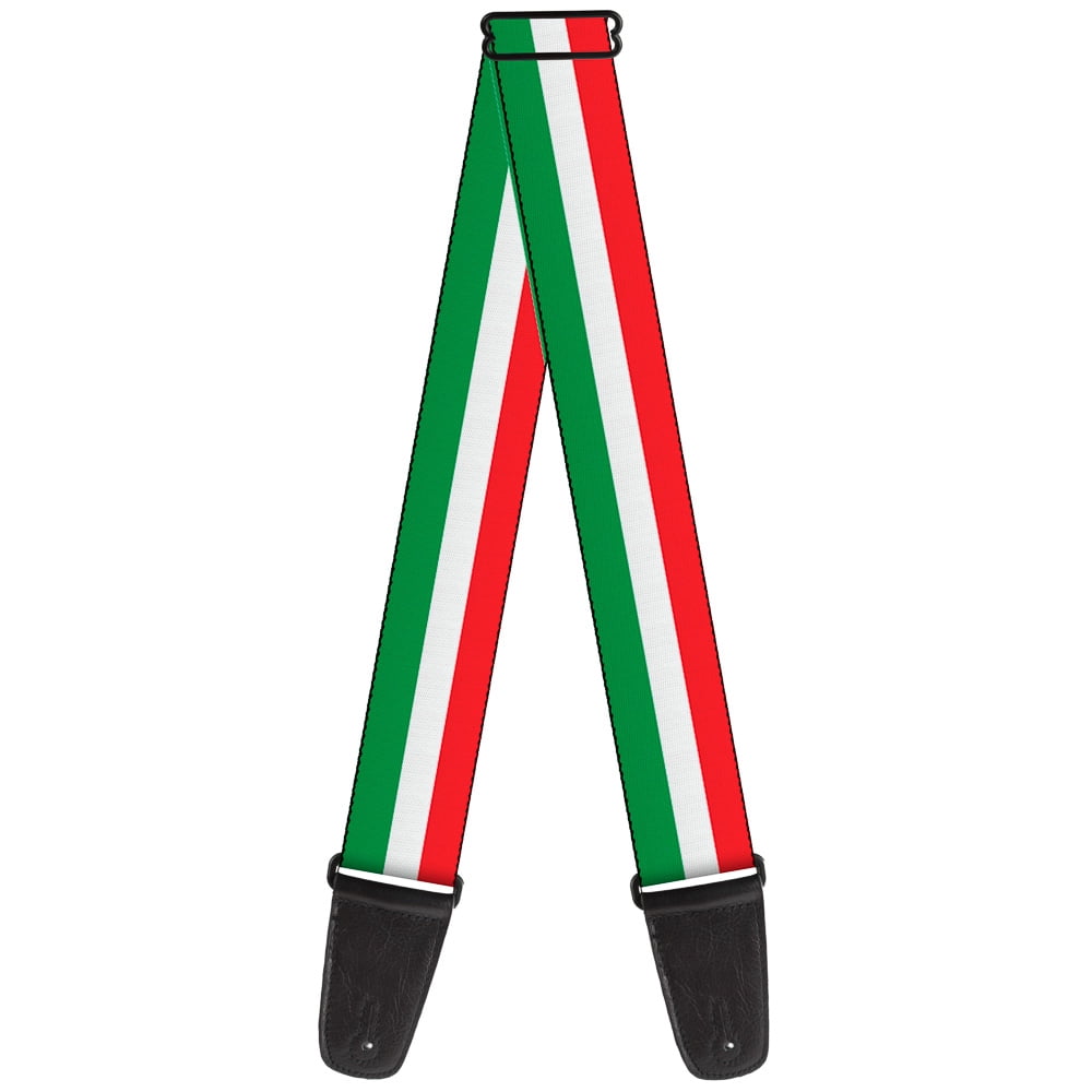 Buckle-Down Guitar Strap, Stripes Green White Red, 2 Inches Wide
