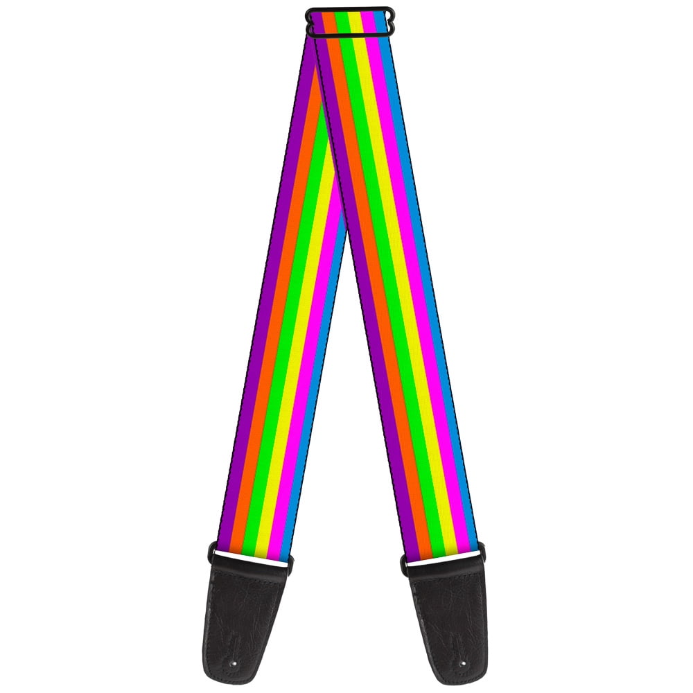 Buckle-Down Guitar Strap, Stripes Purple Orange Green Yellow Pink Blue, 2 Inches Wide