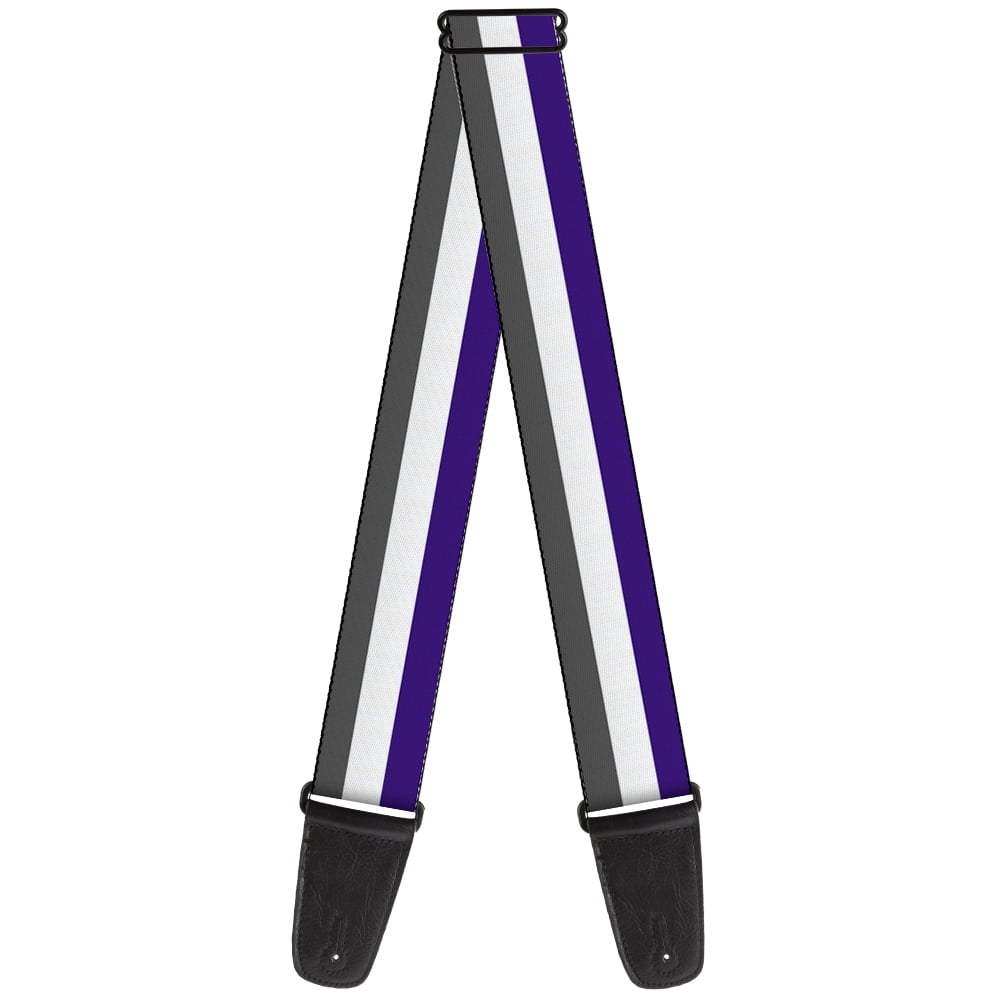 Buckle-Down Guitar Strap, Stripes Purple White Gray, 2 Inches Wide