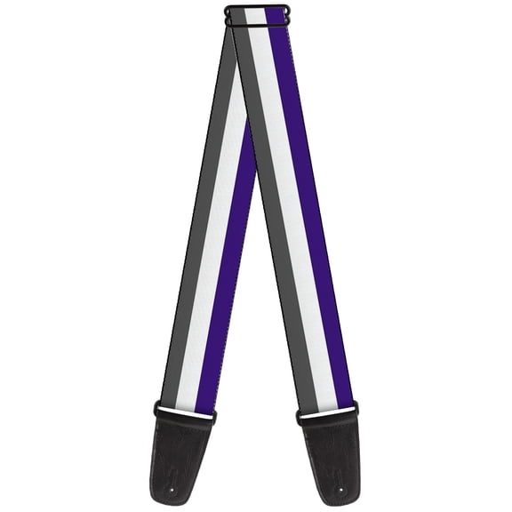 Buckle-Down Guitar Strap, Stripes Purple White Gray, 2 Inches Wide