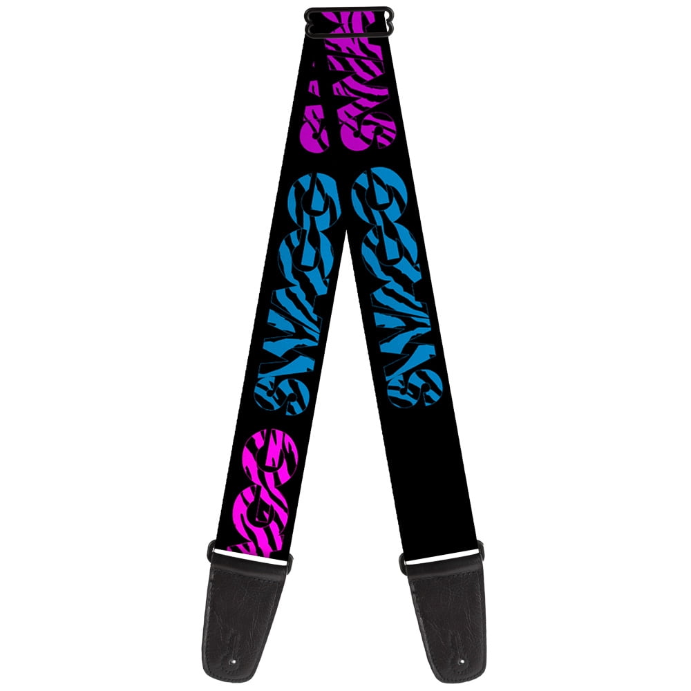 Buckle-Down Guitar Strap, Swagg Black Zebra Multi Neon, 2 Inches Wide