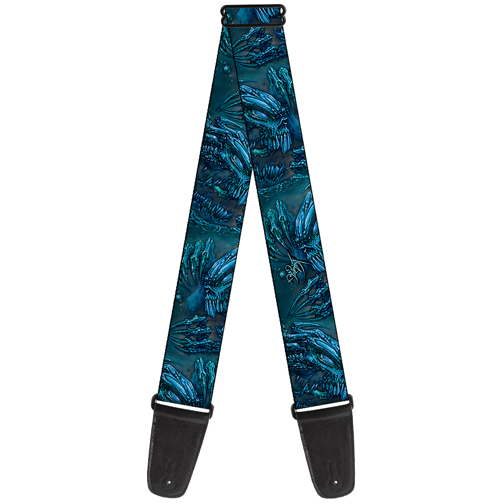 Buckle-Down Guitar Strap, Tattoo Johnny Brutal Blue, 2 Inches Wide