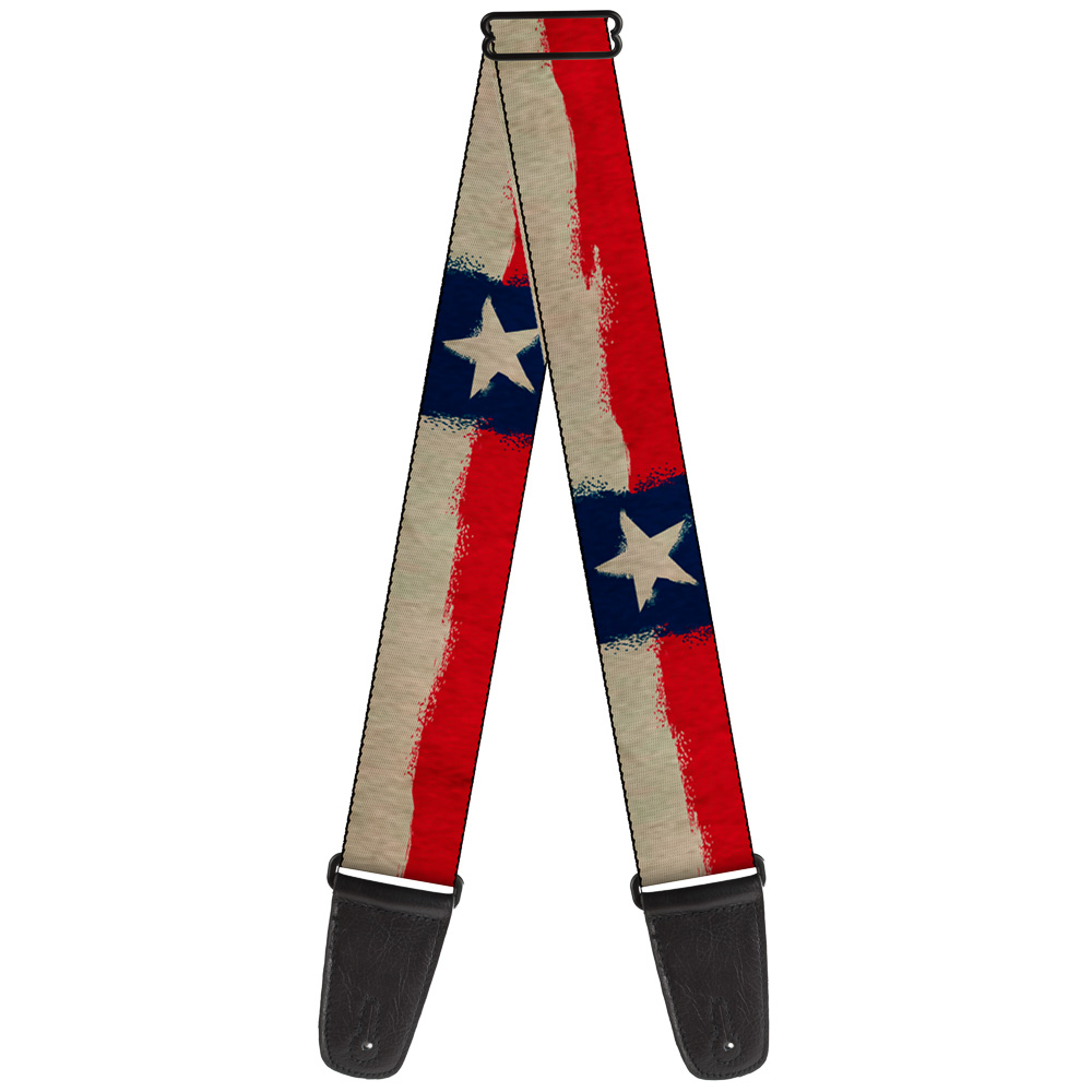 Buckle-Down Guitar Strap, Texas Flag Close Up Distressed Painting, 2 Inches Wide