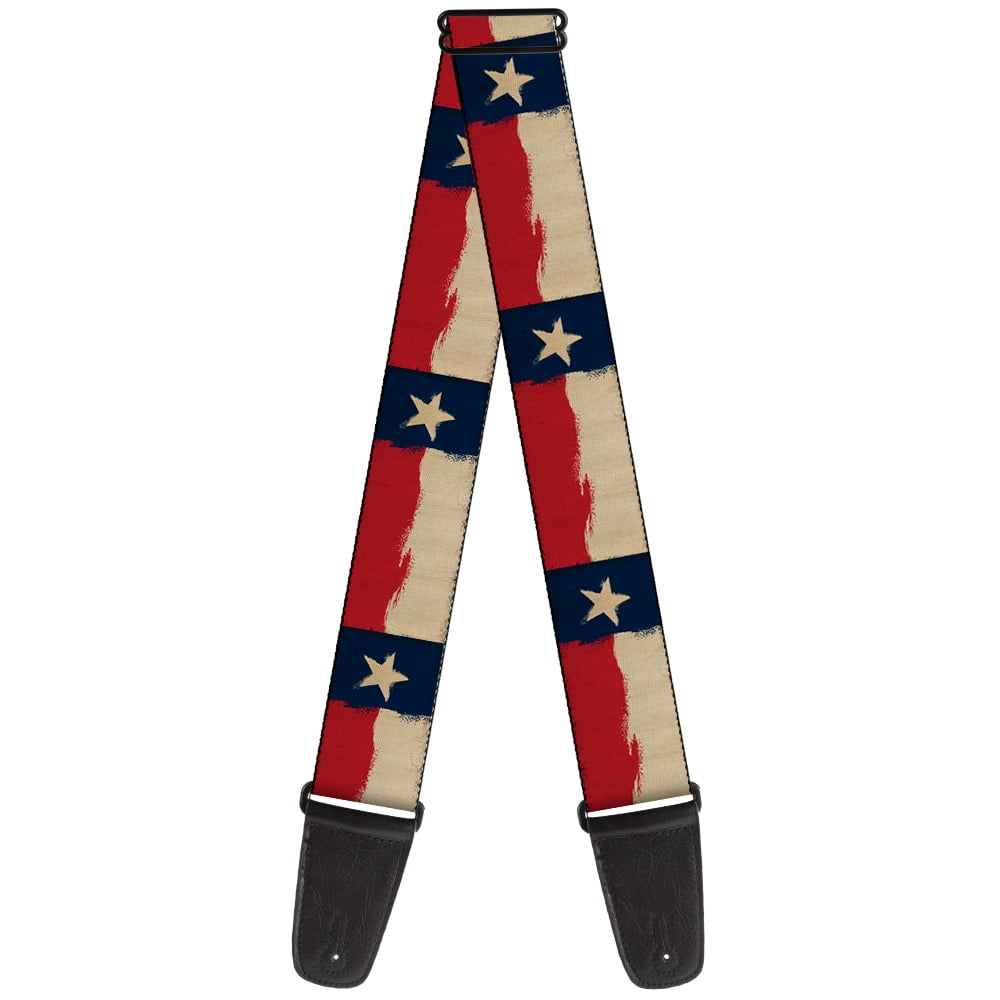 Buckle-Down Guitar Strap, Texas Flag Distressed Painting, 2 Inches Wide