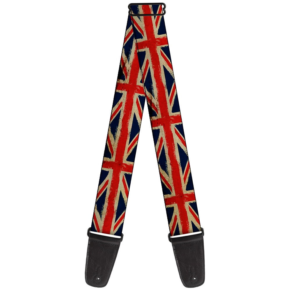 Buckle-Down Guitar Strap, United Kingdom Flags Distressed Painting, 2 Inches Wide