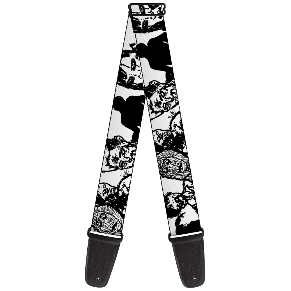 Buckle-Down Guitar Strap, Zombies White Black, 2 Inches Wide