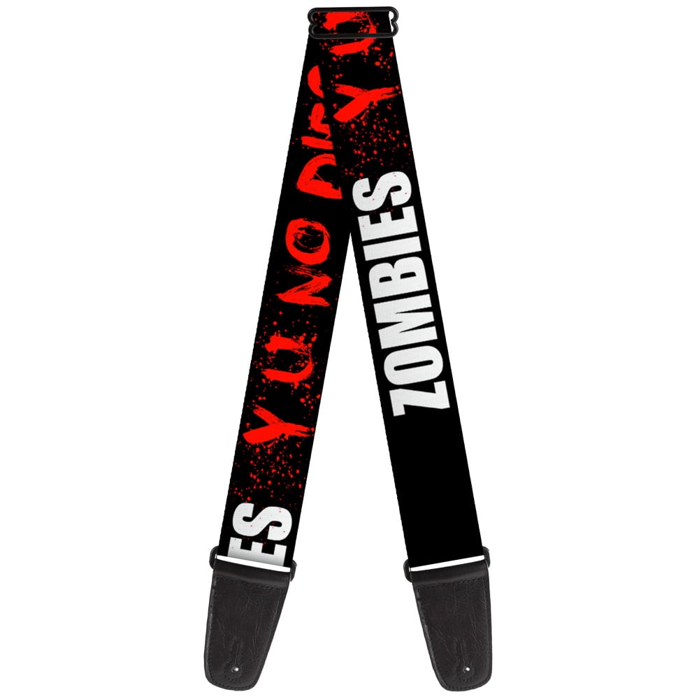Buckle-Down Guitar Strap, Zombies Y U No Die Black White Red, 2 Inches Wide