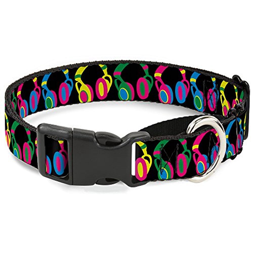 Buckle-Down Headphones Black Neon Martingale Dog Collar