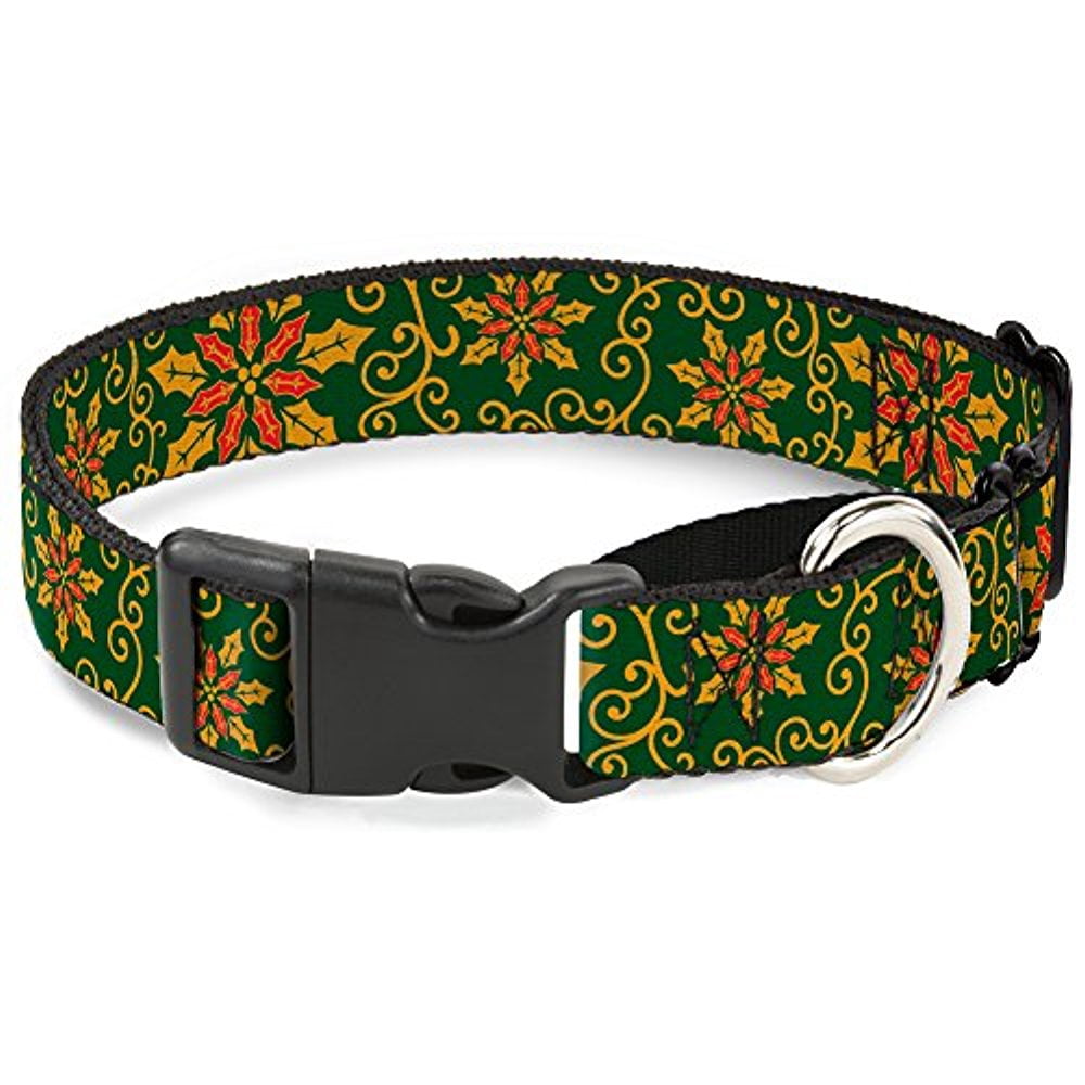 Buckle-Down Holiday Holly Green Gold Red Martingale Dog Collar