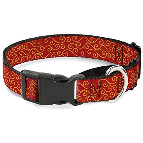 buckle-down holiday trim swirls red gold martingale dog collar