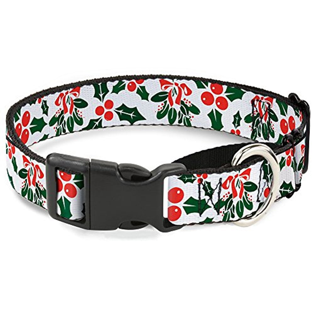 buckle-down holly & mistletoe martingale dog collar