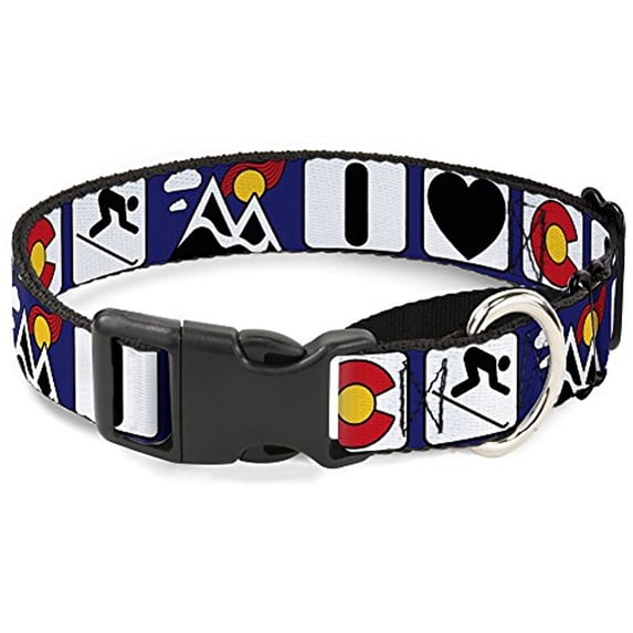 buckle-down "i heart colorado skiing logos mountain" martingale dog collar