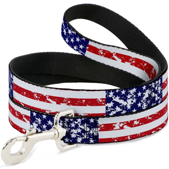 Buckle-Down Pet Leash, Dog Leash, United States Flags Close Up Weathered, 4 Feet Long 1.0 Inch Wide