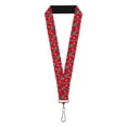 thumbnail image 1 of Buckle-Down Lanyard, Festive Holiday Christmas Trees Scattered Red Multi Color, Elastic, 1 of 4