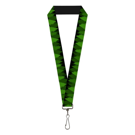 Buckle-Down Lanyard, Pine Tree Silhouettes Black Greens, Elastic
