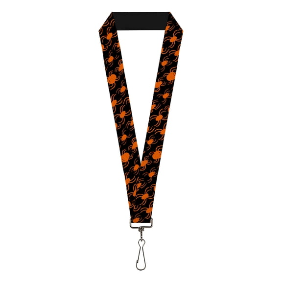 Buckle-Down Lanyard, Spider Silhouettes Black Orange, Elastic