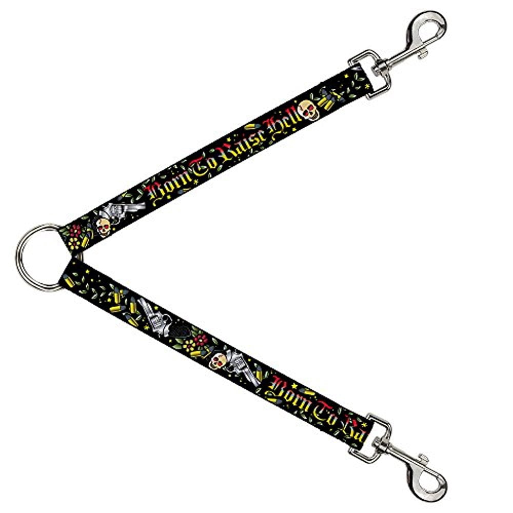 Buckle-Down Leash Splitter - Born to Raise Hell Black - 1" Wide - 30" Length